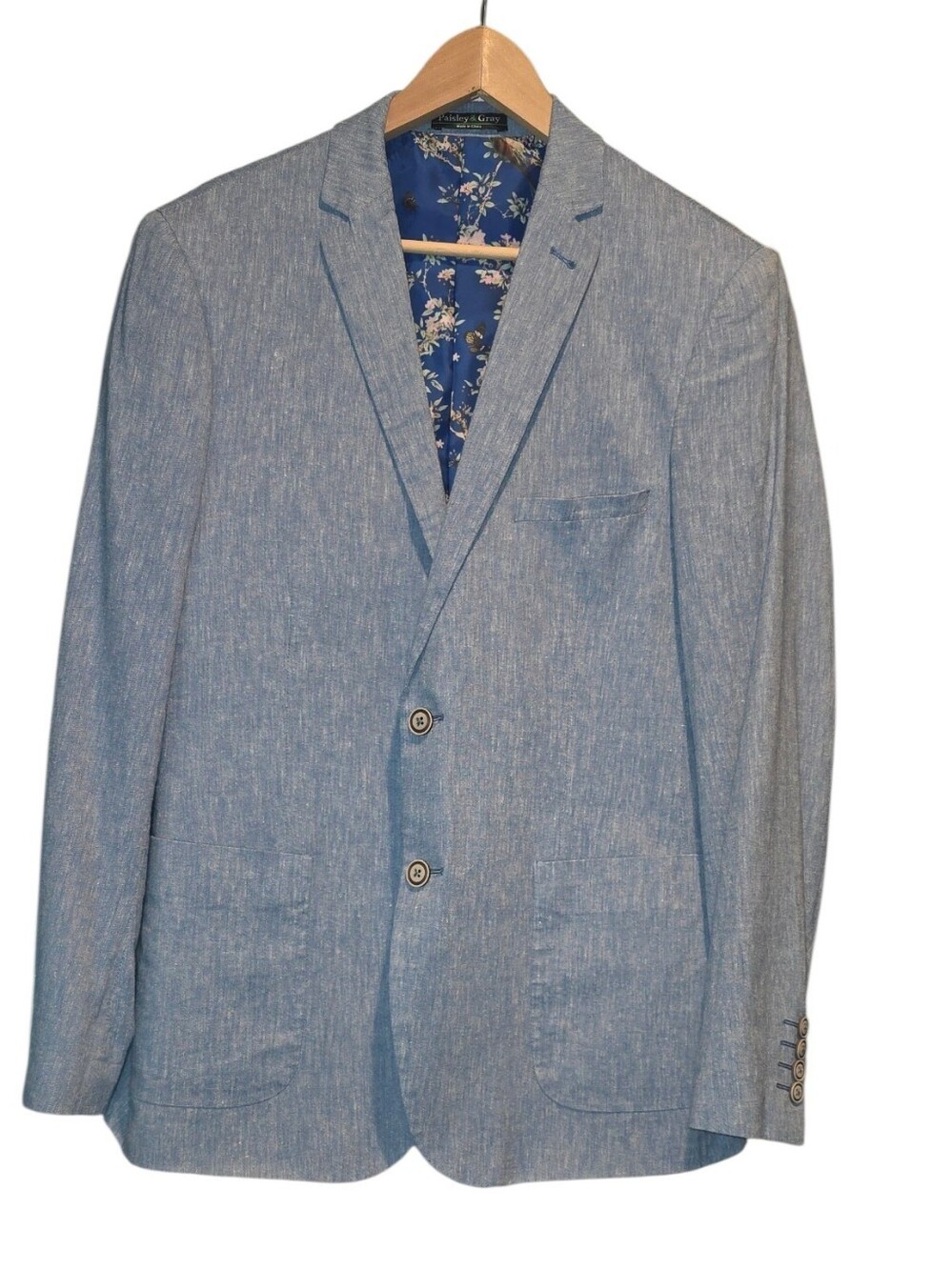Paisley & Gray Linen Blend Blazer in Light denim blue - Picture 3 of 7